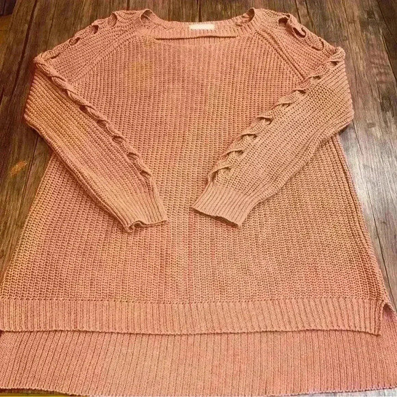 Altar'd State Womens Brown Knit Cutout Neck And Sleeve Sweater Size M - Picture 4 of 4